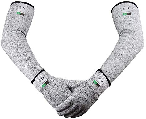 Guyarns Guanti Antitaglio Manicotti Braccia, Certificato EN388 e classificato di livello 5 (il più alto) Resistenza al taglio Attrezzi Giardinaggio Cucina Accessori Particolari (M)