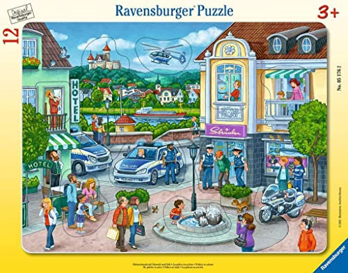 Ravensburger Kinderpuzzle - 05176 Polizeieinsatz mit Hannah und Erik - Rahmenpuzzle für Kinder ab 3 Jahren, mit 12 Teilen