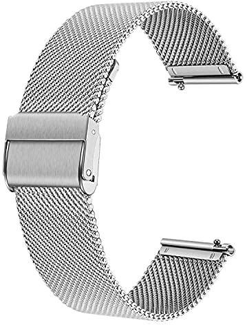 Deolven Bracelet de Montre Metal pour Homme Femme,Bracelet de Montre pour Montre Connectée et Montre Traditionnelle Dégagement Rapide 16mm Argenté