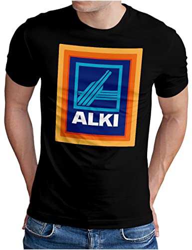 OM3® Alki T-Shirt - Herren - Parodie für Alkohol Liebhaber Saufparty Fun - S - 5XL