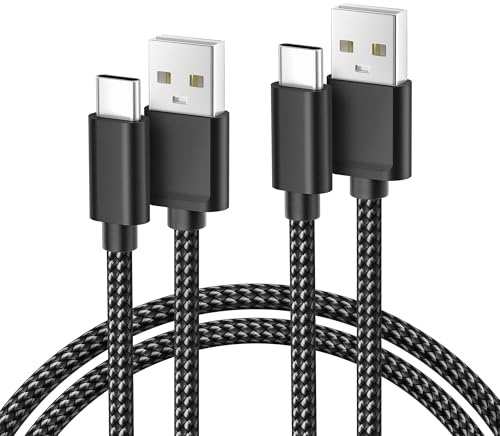 Basesailor Ladekabel für iPhone 17,Ps5 Controller,USB zu USB C Kabel,USBA zu Typ C Schnellladekabel,USBC Netzkabel Ladegerät für Motorola Moto Edge 30 20 Ultra G71 G50 Plus,2 Stück 10FT(3M),Schwarz