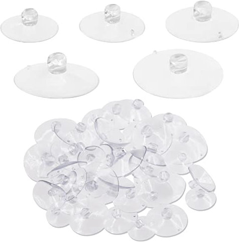 Swpeet 80 Pack de 5 Tailles 1 6/5 7/5 8/5 9/5 kit de Combinaison de ventouses Transparentes, Caoutchouc anticollision Douche connecteur Ventouse Pad Support Pad, sans Crochets