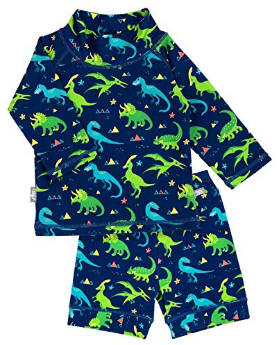 JAN & JUL Baby Boy UV Protective High Neck Swim Suit, Quick-Dry (18-24m, Dinoland)