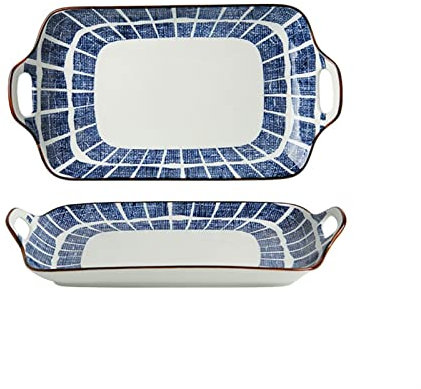 Platos colores Placa de cena de cerámica hecha a mano china Aislamiento doble aislado Placa de pescado al vapor rectangular grande 12.2 pulgadas Placas de cena de porcelana ovalada Platos hondos sopa
