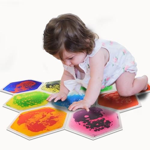 Art3d 9PCS Esagono Sensoriale Piastrelle per Bambini, Colorato Liquido Sensoriale attività Mat per Giochi Attivi e Decorativi