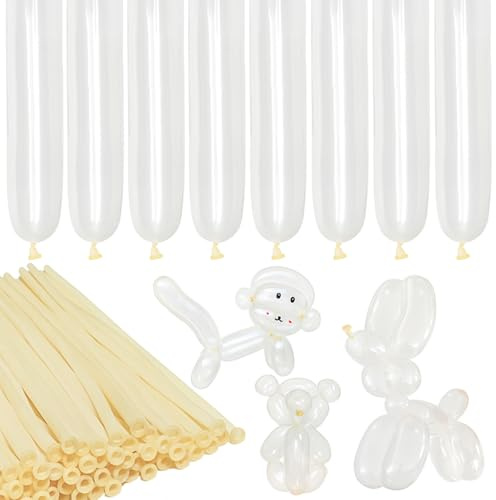 LXZFCRG 260 Balloons Clear Long Skinny Latex Balloon for Balloon Animals, 100Pcs Twisting Ballon Shine for Balloons Arch Party Supplies Weddings Birthday (Clear)