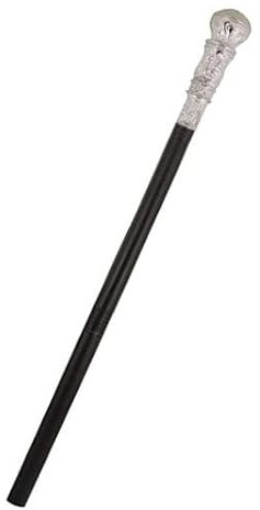 Bastone da passeggio nero con parte superiore argentata