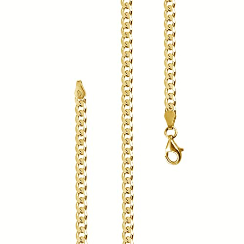 Lijoh Panzerkette Herren vergoldet 925 Silber Kette 4,2 mm Goldkette LJ1042 | goldene Männer Halskette Silberkette ohne Anhänger aus 925er Sterlingsilber 24k vergoldete Länge 45 50 55 60 cm