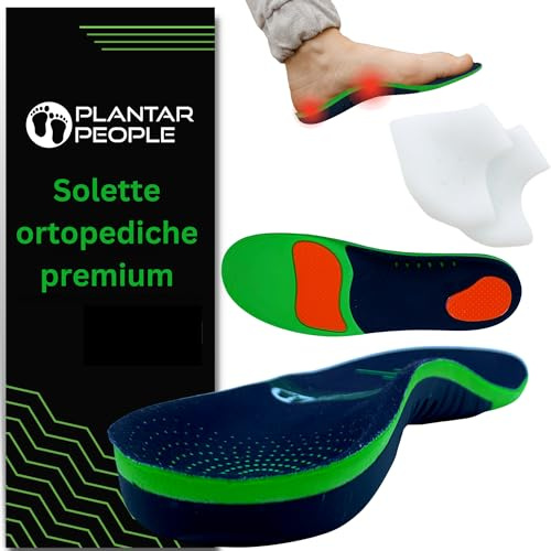 Plantar People - Plantillas ortopédicas de longitud completa con soportes de arco y almohadillas de silicona para el talón, metatarso y cojín de talón para tratamiento de fascitis plantar (S)