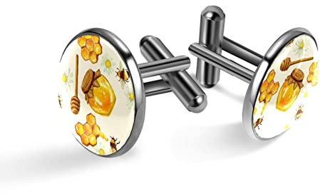 Juego de gemelos para hombre, tarro de miel con gemelos de panal para bodas y negocios, 20mm*20mm, Acero inoxidable, Cuarzo creado