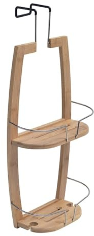 Kiamami Valentina Portaoggetti Doccia Appendibile 2 Ripiani Bambù | Legno di bambù naturale, 2 scomparti, L 27 cm H 61 cm P 12 cm, per box doccia, accessori bagno