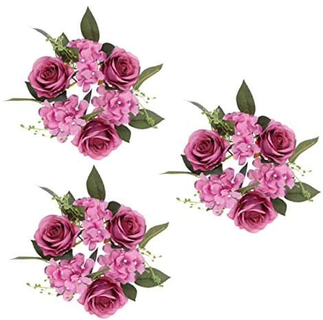 GOOHOCHY Kerzenring Mit Künstlichen Rosen Für Tischdeko Hochzeitsdeko Blumenringe Für Kerzenständer Dekoration