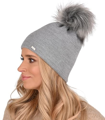 Alur Mütze Damen Beanie Wintermütze Strickmütze mit Bommel - Warme Elastisch Elegant Winter Mütze EKO Bommelmütze - Weiches Garn Stilvoll Universell Warm