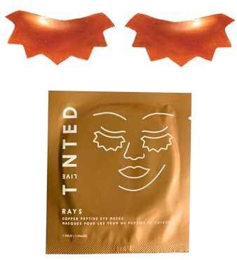 Live Tinted Rays Copper Peptide Eye Mask, Travel Size: Triple Complex of Copper Peptides, Banana Extract, Bakuchiol Help Brighten + Depuff Tired Eyes, 1 Pair