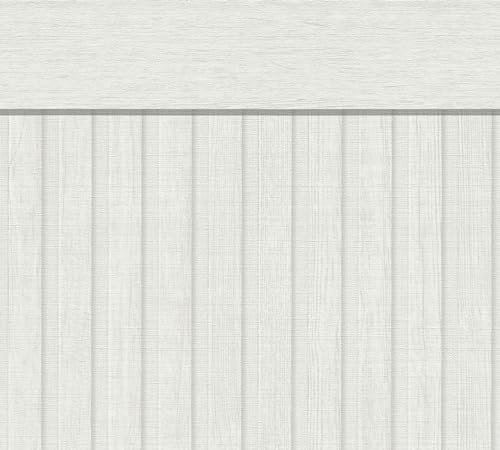 A.S. Création Carta da parati effetto legno bianco crema 397443 - Pannelli acustici in tessuto non tessuto - Battiscopa scandinavo in formato orizzontale - 5,00m x 1,06m - Prodotto in Germania