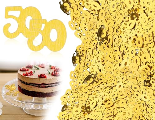 Lhbwhiz Konfetti,50 Geburtstag Deko, Goldene Hochzeit Deko,zum 50 Jubiläum Deko zur Hochzeit Streudeko, Tischdeko Geburtstag Deko(Gold)