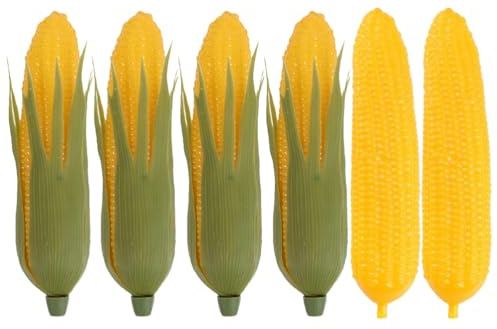 Ciieeo 6 piezas de maíz simulado, tallos de mazorca realista, modelo vegetal artificial en la mazorca, juguetes realistas, verduras falsas realistas, decoración de verduras, alimentos de plástico