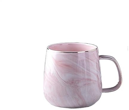 Kaffeetassen Kreative Marmor rosa Kaffeetasse Keramik Tee Wasser Tasse Geschenk Porzellan Tassen for Tee Frühstück Milch Mug (Color : Pink)