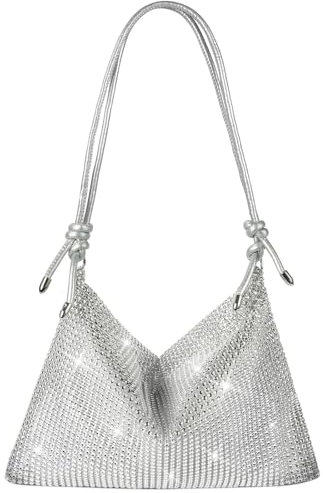 OSDUE Damen Clutch Glitzer, Strass Clutch Geldbörsen, Glitzer Abendtasche Umhängetasche, Kristall Schultertaschen für Hochzeit Party Freizeit Date (52 * 18.5cm)