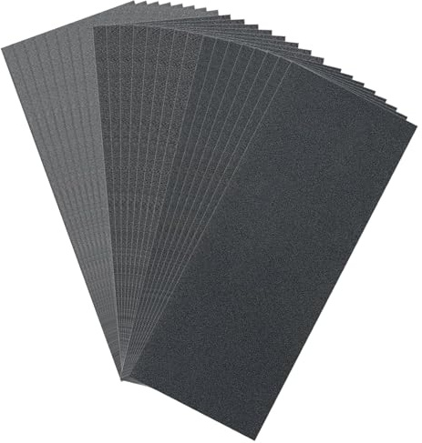 24 Sheet Wet and Dry Sandpaper, 1000 to 3000 Multi Grit Sand Paper, Waterproof Emery Paper, 3 Types Sanding Sheets, Abrasive Sanding Paper for Wood, Furniture, Metal, Automotive Polishing 9 x 3.6 Inch