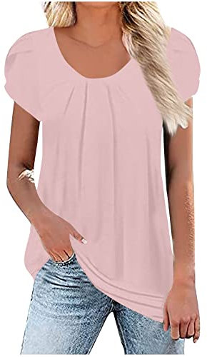 Vetement en Lin Enterrement de Vie de Jeune Fille Tshirt Femme Grande Taille Pull Grande Taille Femme 52 54 56 Tunique Femme Grande Taille Floral Tee Shirt Col V Femme Rose Rose 2XL