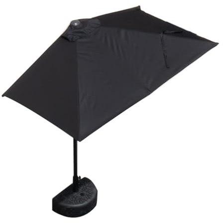 DJJYCTNM Demi Parasol Balcon, Parasol D'extérieur Demi-rectangulaire de 6,6 Pi/8,2 Pi avec Hauteur Réglable pour Mur, Balcon, Jardin, Terrasse, Café, Base Demi-ronde Incluse (Color : Black, Size : 2