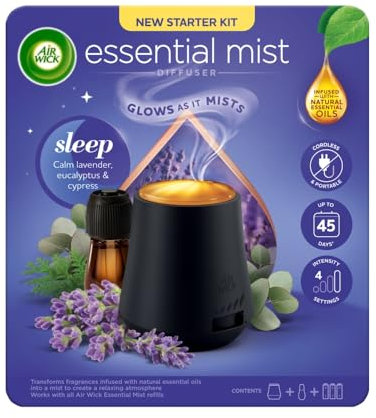 Air Wick Essential Mist Diffuser Kit, Sleep, 1 Device & 1 refill (20ml), Natural Essential Oils, Last up to 45 days, Air freshener