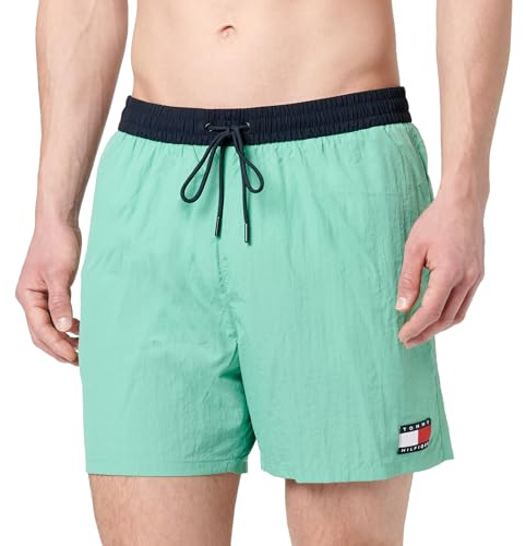 Tommy Hilfiger Bañador Hombre Medium Drawstring con Cintura Ajustable, Verde (Fort Green), S
