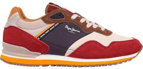 Pepe Jeans London Link M Sneak Uomo, Rosso Rosso Dalia Rosso, 43 EU
