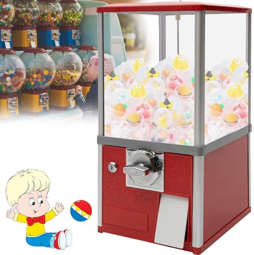 YANGYMM Kommerzieller Kaugummiautomat, SüßIgkeitenautomat, Kapselautomat Mit SchlöSsern für Kapselspielzeug mit 4,5–5,5 cm Durchmesser für Geburtstage, Weihnachten Und Kinderpartys,Red