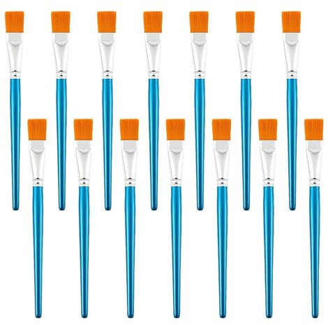 Sxutop 14 Pezzi Piatti Pennelli 17 mm Pennelli Pittura Olio Blu Piatti per Ritoccare pennelli Acquerello con Setole di Nylon per Acrilico Olio Acquerello Artigianato