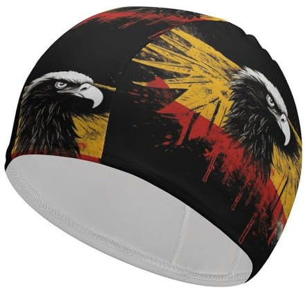 Germany Flag Eagle Swim Cap Women Adult Waterproof Swimming Cap for Men Women Swim Cap for Long Hair