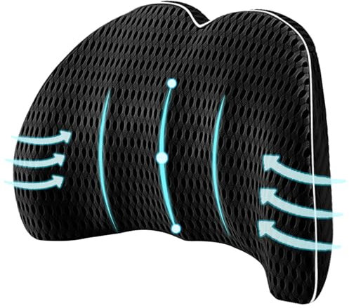 Aipwerer Lendenkissen, Rückenstützkissen für Auto & Bürostuhl, Ergonomisches Memory Schaum, Lendenwirbelstütze für Optimalen Komfort, Haltungskorrektur & Wirbelsäulenschutz (Schwarz)