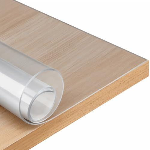Tovaglia in PVC impermeabile, spessore 2 mm, pellicola protettiva trasparente per tavolo, antipolvere e unto, con bordo arrotondato, lavabile (100 x 180 cm)