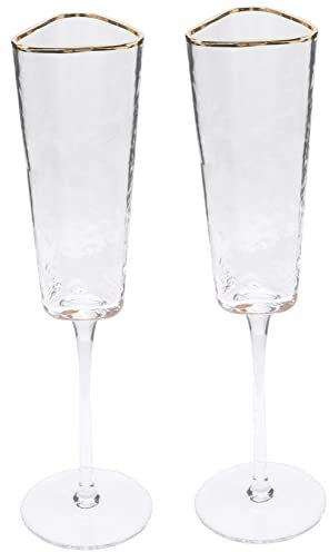 VINTORKY 2piezas Copas De Cristal Para Champán Elegantes Cáliz De Vino Para Bodas y Fiestas Diseño Europeo Borde Para Cócteles y Bebidas Casa