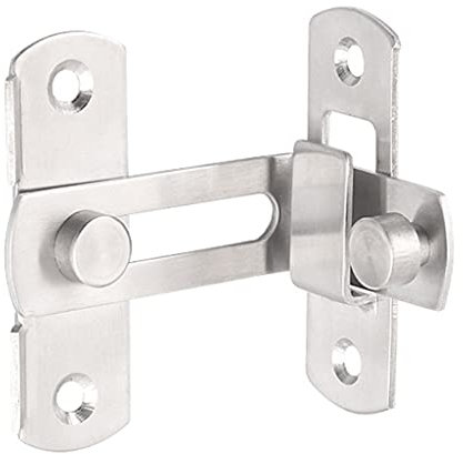 Door Chain Polished Chrome, Slide Lock Latch, 90 Degree Hasp Door Lock Stainless Steel Sliding Door Chain Lock Safety