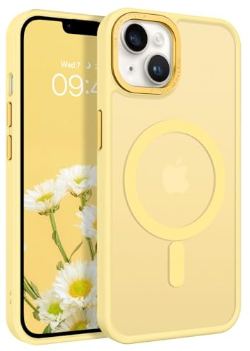 BENTOBEN Hülle für iPhone 13/iPhone 14, Handyhülle für iPhone 13 [Kompatibel mit Mag-Safe] Magnetisch Durchscheinende Matt Anti-Fingerabdruck Handyhülle für iPhone 13/14 6.1, Gelb