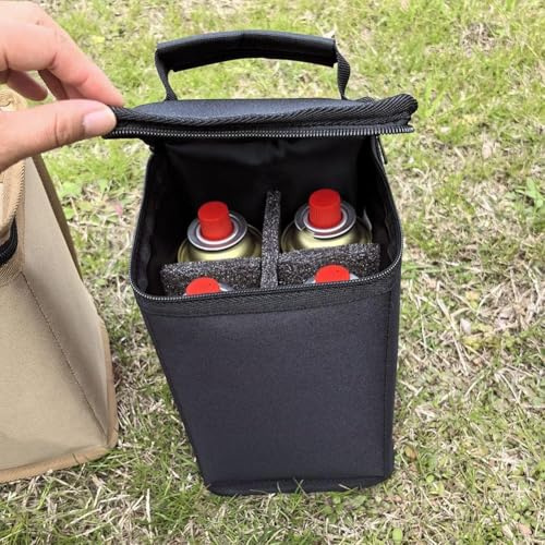 Sac de rangement pour bouteille de gaz, portable pour l'extérieur, pour le camping, la cuisine et les voyages (noir)