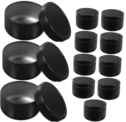 OFFSCH 12 Piezas Tarros para Velas de Cajas Metálicas Herméticas para Bricolaje Almacenamiento de Cera y Pequeños Objetos Color Gris Hierro Reutilizables y Duraderos para Velas Caseras