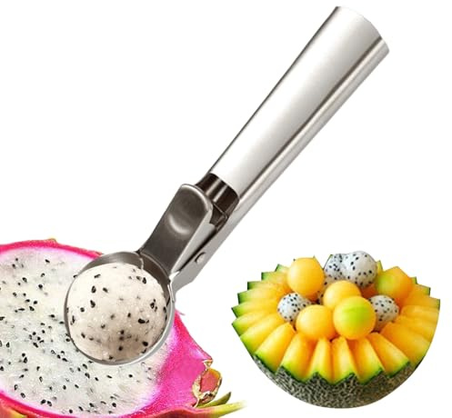Porzionatore per impasto – in acciaio inox con grilletto per la cucina, cucchiaio per porzionare, per dessert, buffet, cucina, casa, pasta, caramelle, popcorn, anguria