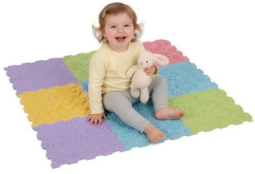 KiddyMoon Tapis Puzzle Sensoriel pour Enfants Tapis Thérapeutique 9 Pieces, Multicolore