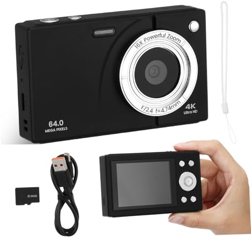 Yardenfun Appareil Photo Numérique Compact Rétro avec Zoom -Vibration Carte Go Appareil Photo de Voyage Facile Utilisation pour Étudiants et Débutants Noir