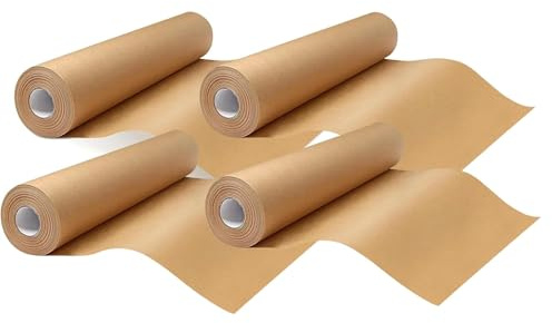 HOMESHOPA Air Fryer Liners Paper Roll 25cm x 5m, 4 Pack Unbleached Baking Parchment Roll, Non-Stick Greaseproof Paper for Air Fryer, Oven, Steaming & Cooking, Heat Resistant & Easy to Cut