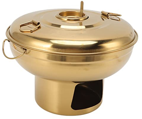 UOELRLFoV Stainless Steel Hot Pot, Small Hot Pot Chinese Charcoal Hotpot Non-Stick Outdoor Ramen Cooker for Pasta Noodles Steak Milk Tea Hot Pot/2660(Gold)