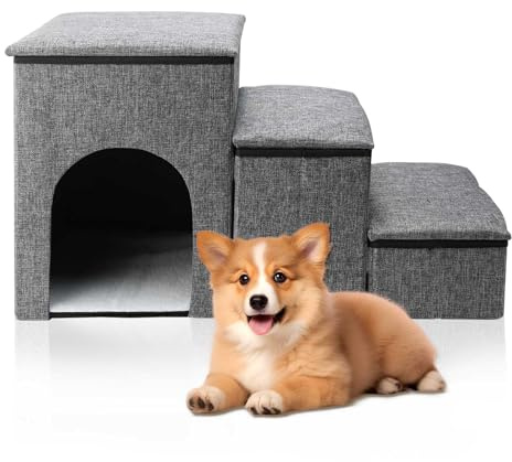 Escaleras Plegables para Mascotas, Estable Y Duradero con Función De Almacenamiento, Ahorro De Espacio Adecuado para Mascotas De Todas Las Edades