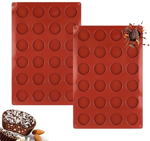 LUMOOM Moules en silicone pour 24 moules à chocolats, biscuits plats 30 x 20 cm, moules à savon, moules à tartelette, moule à chocolat
