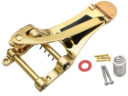 Amagogo Chevalet vibrato pour guitare, système de trémolo, tige de bascule pour guitare archtop, levier de cordes, or