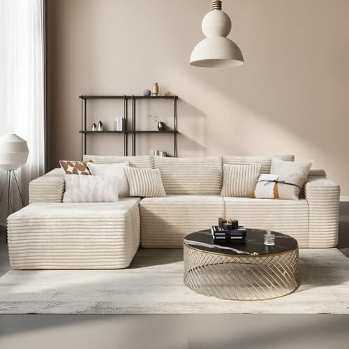 Aivermeil Modulares L Form Ecksofa mit Schlaffunktion 282cm Beige