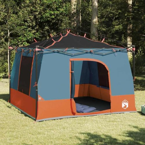 Innertält med tak, grått och orange TAFT, 290 x 288 x 234 cm, campingtält, bivacktält, tält med förtält, popup-tält, uppblåsbart tält