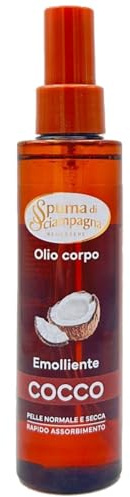 Spuma di Sciampagna Olio Corpo Secco Spray, Profumo di Cocco, Texture Leggera, Rapido Assorbimento, per Pelle Normale e Secca, 150 ml